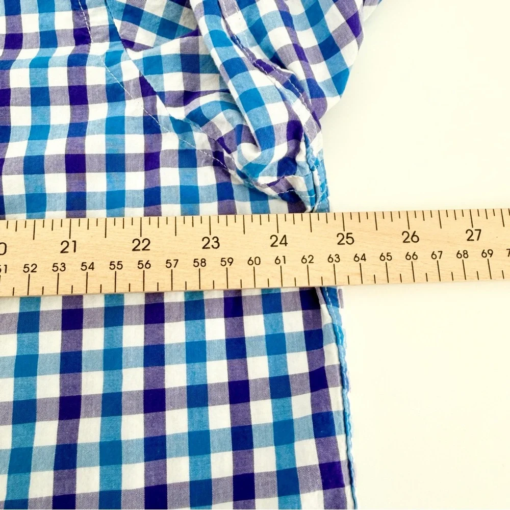 Old Navy Blue Tonium Gingham Check Button Down Shirt Mens XL Preppy Grandpa Core